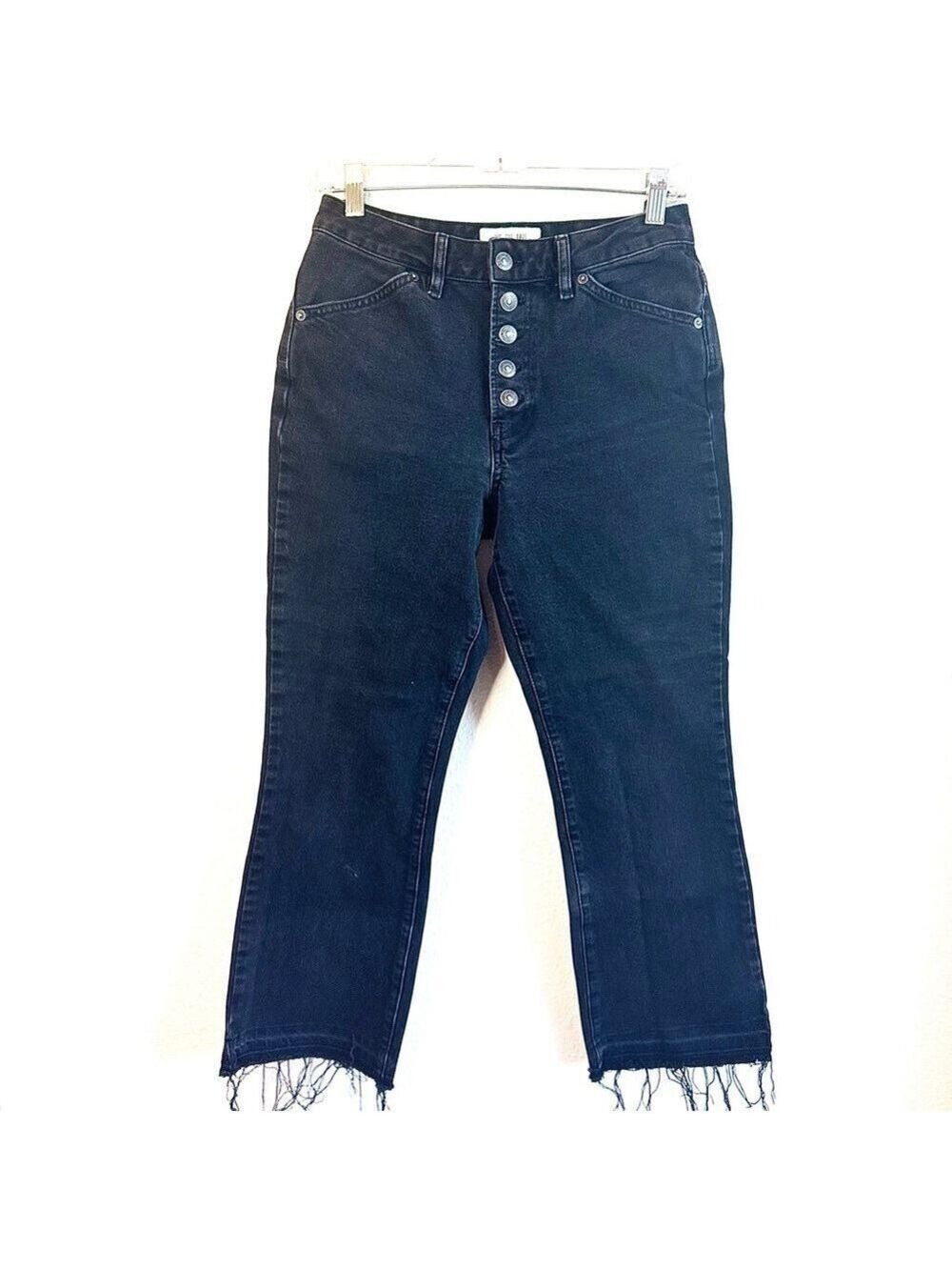 FREE PEOPLE High-Rise Black/Grey Stonewashed Denim